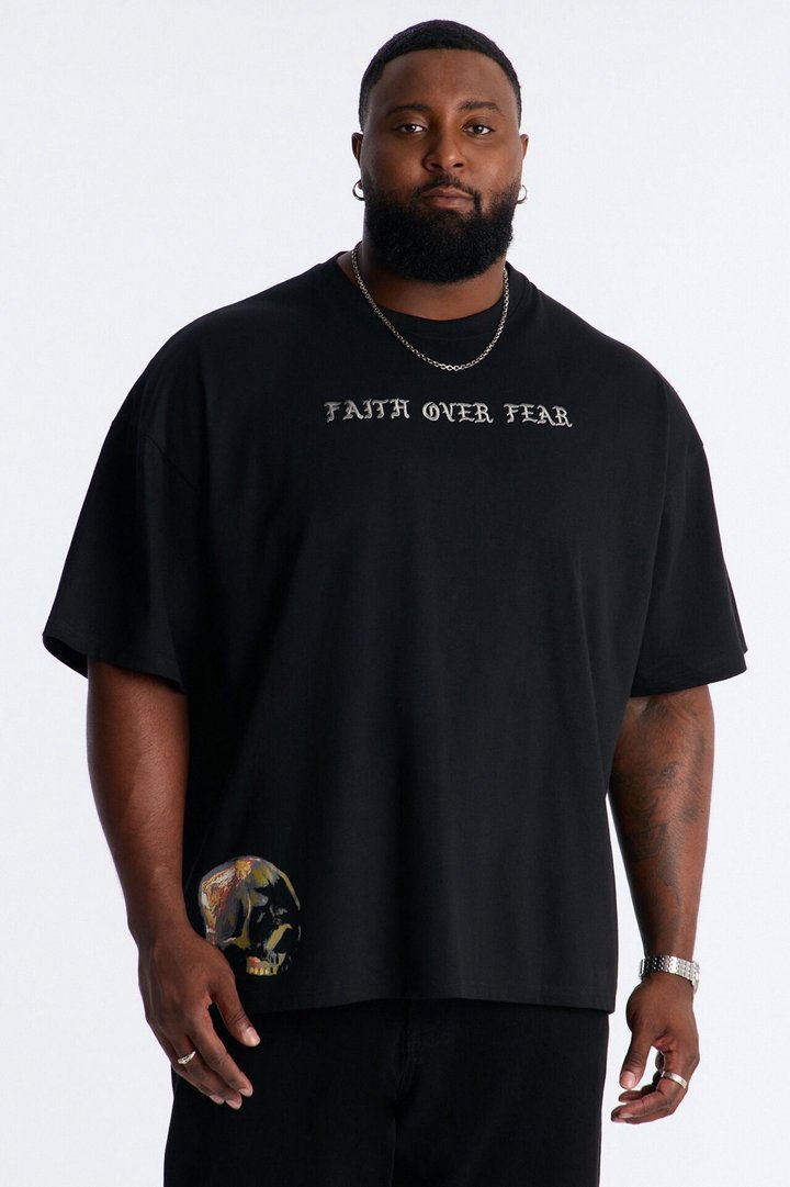 Faith Over Fear Eternally Oversized Short Sleeve Tee - Black