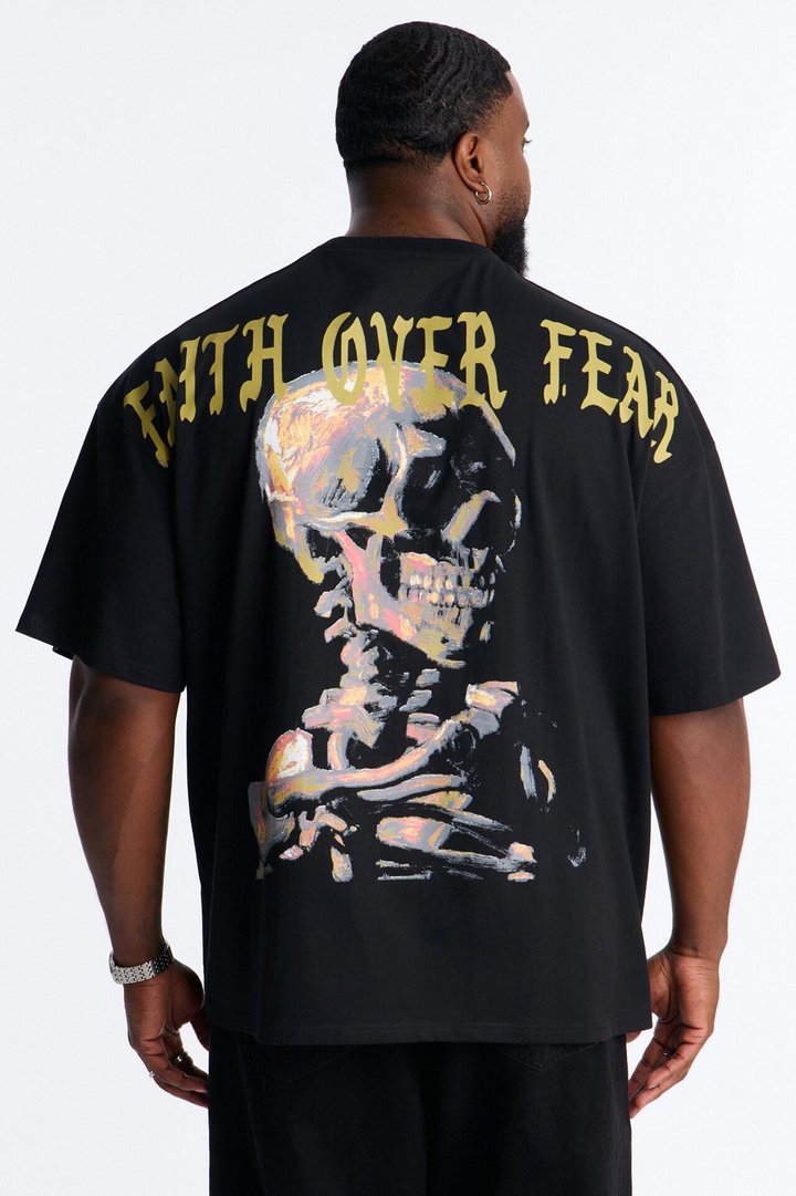 Faith Over Fear Eternally Oversized Short Sleeve Tee - Black