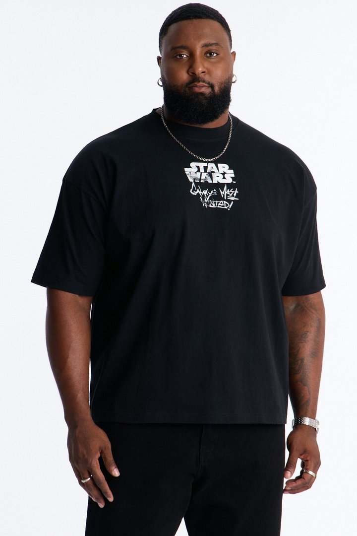 Star Wars Mandalorian Heavy Weight Oversized Short Sleeve Tee - Black
