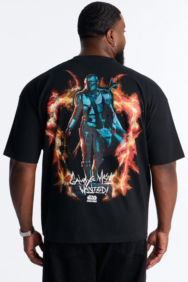 Star Wars Mandalorian Heavy Weight Oversized Short Sleeve Tee - Black