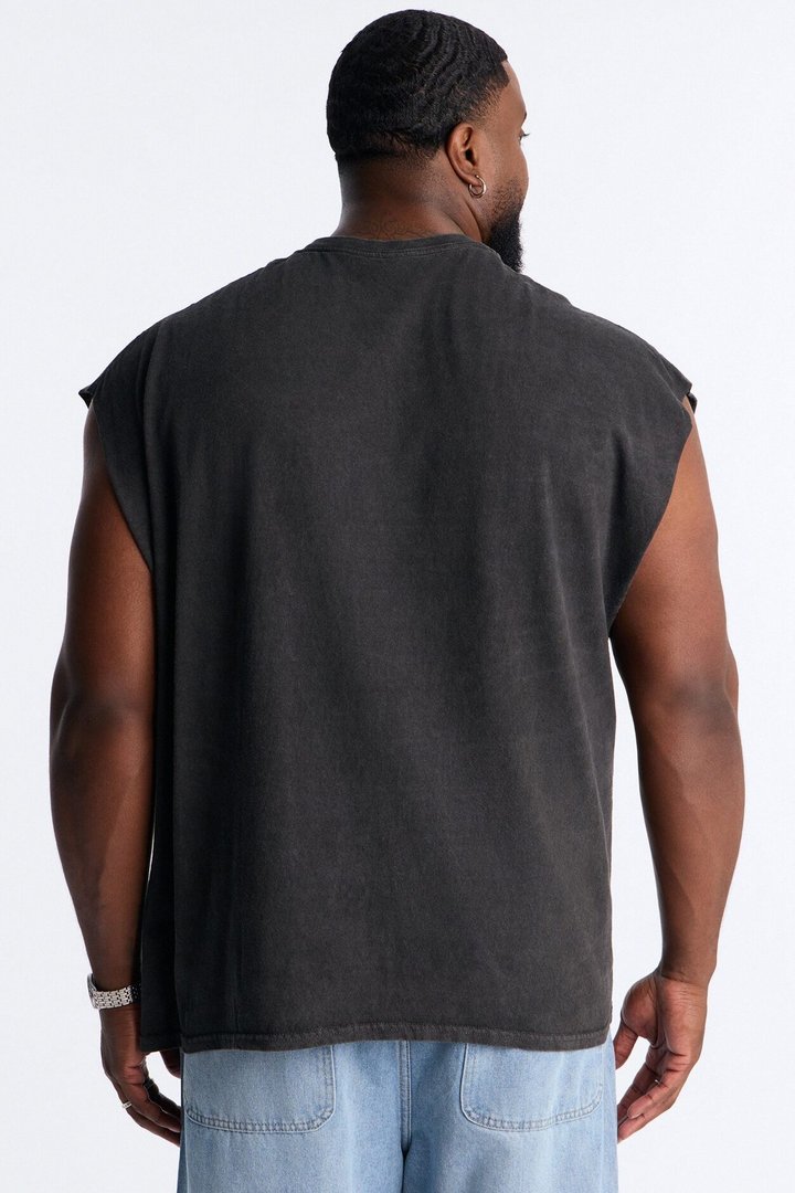 Only The Strong Survive Vintage Oversized Muscle Tee - Black Wash