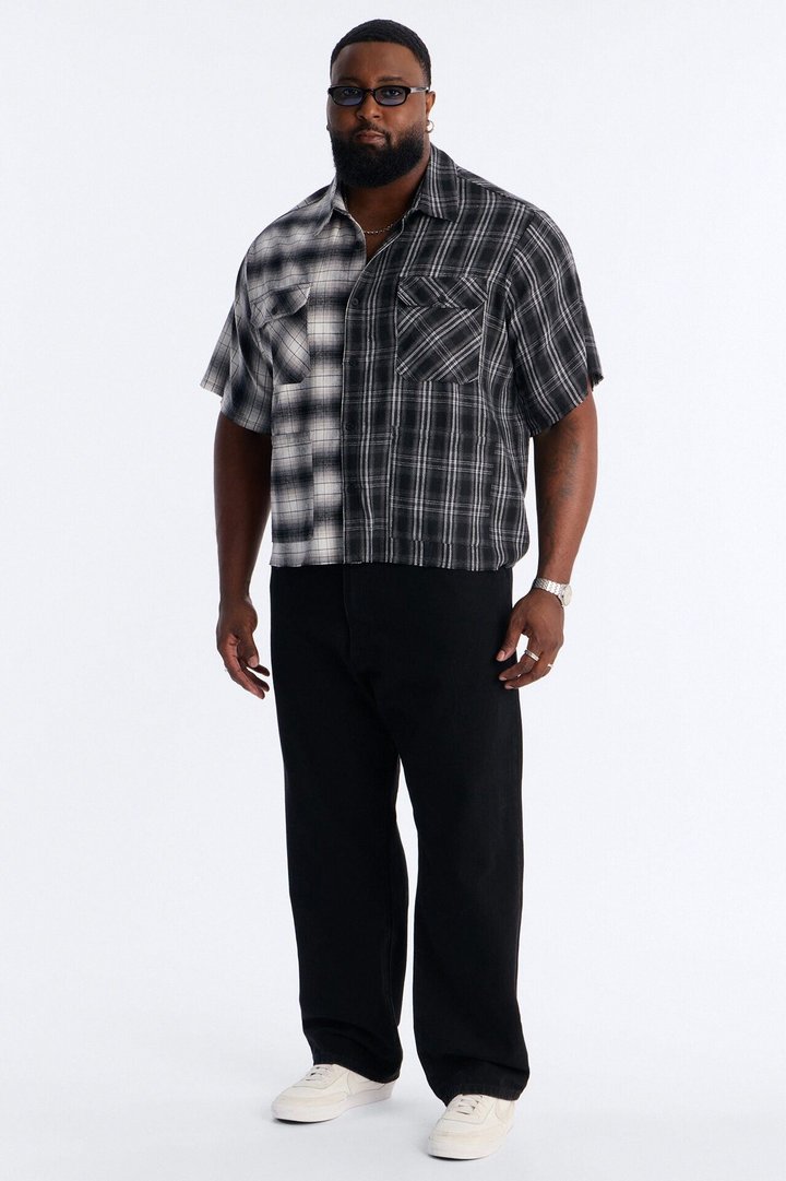 Doubletake Plaid Button Up Shirt - Black/combo