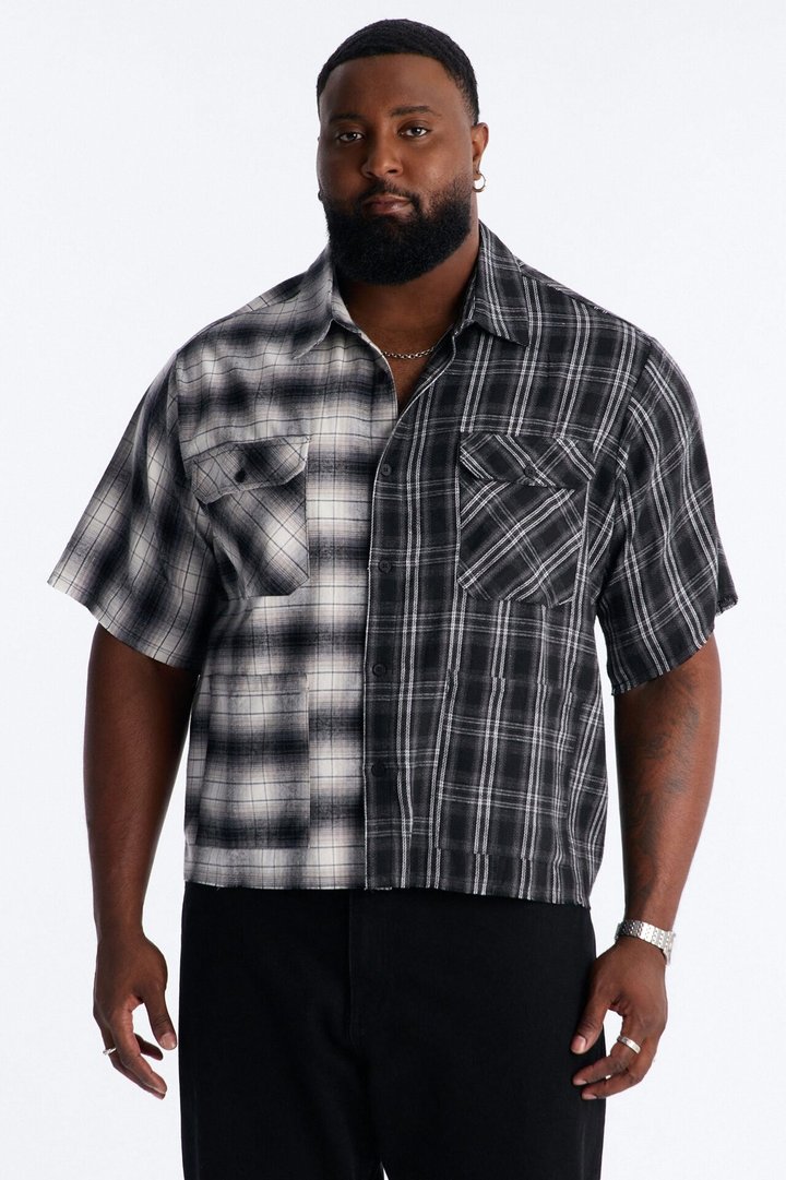 Doubletake Plaid Button Up Shirt - Black/combo