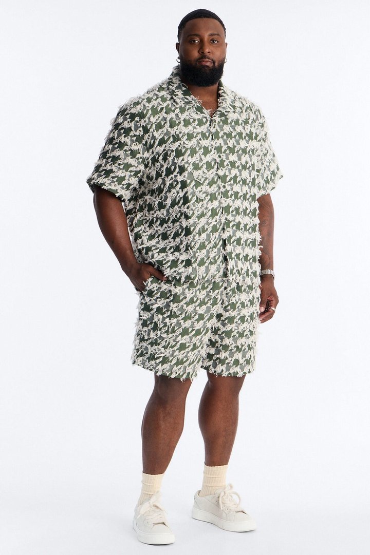 Relaxed Houndstooth Nomad Short - Green