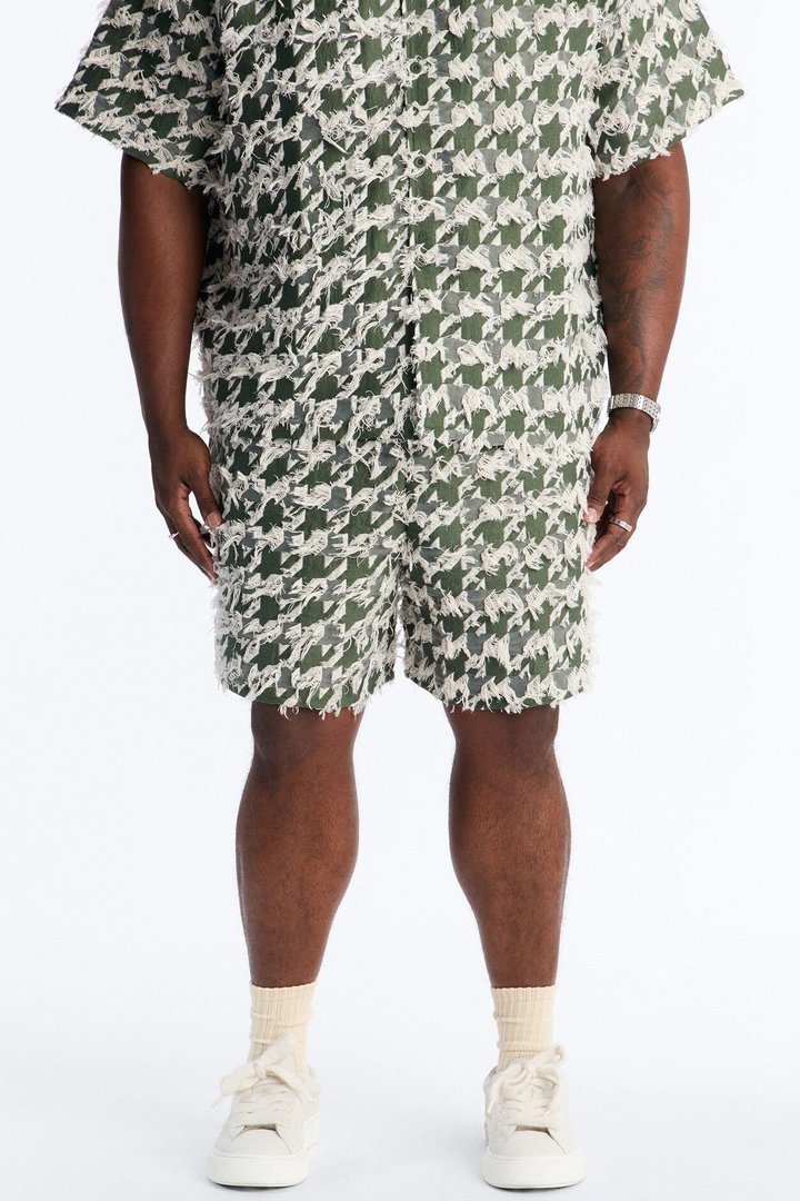 Relaxed Houndstooth Nomad Short - Green