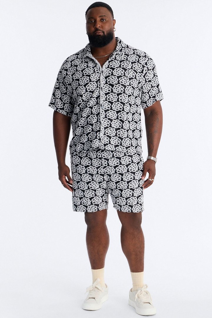 Snow Leopard Drift Relaxed Short - Black/White