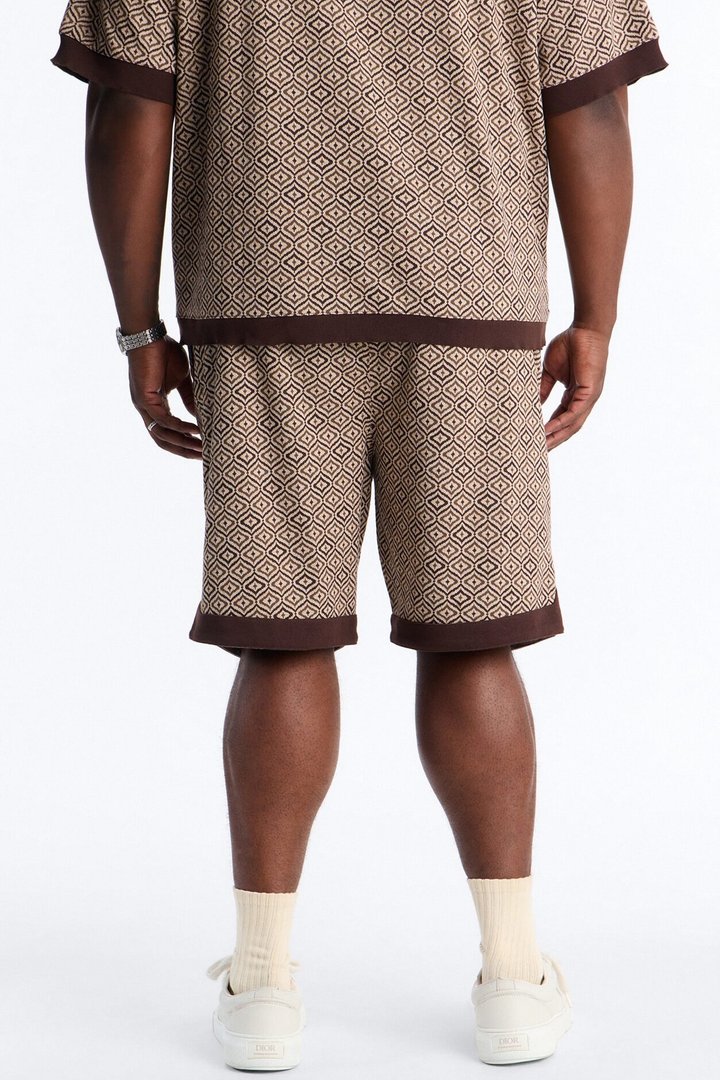 Relaxed Geometric Jewel Jacquard Short - Brown
