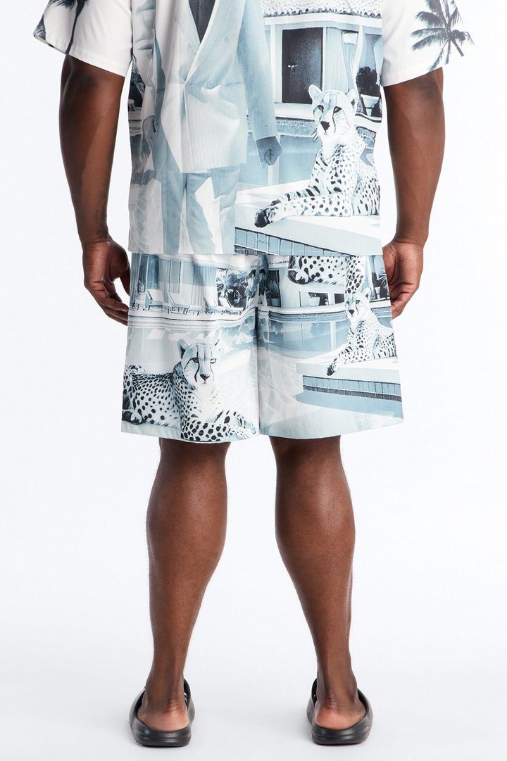 Scarface Poolside Photoreal Swim Trunk 7″ - White/Black