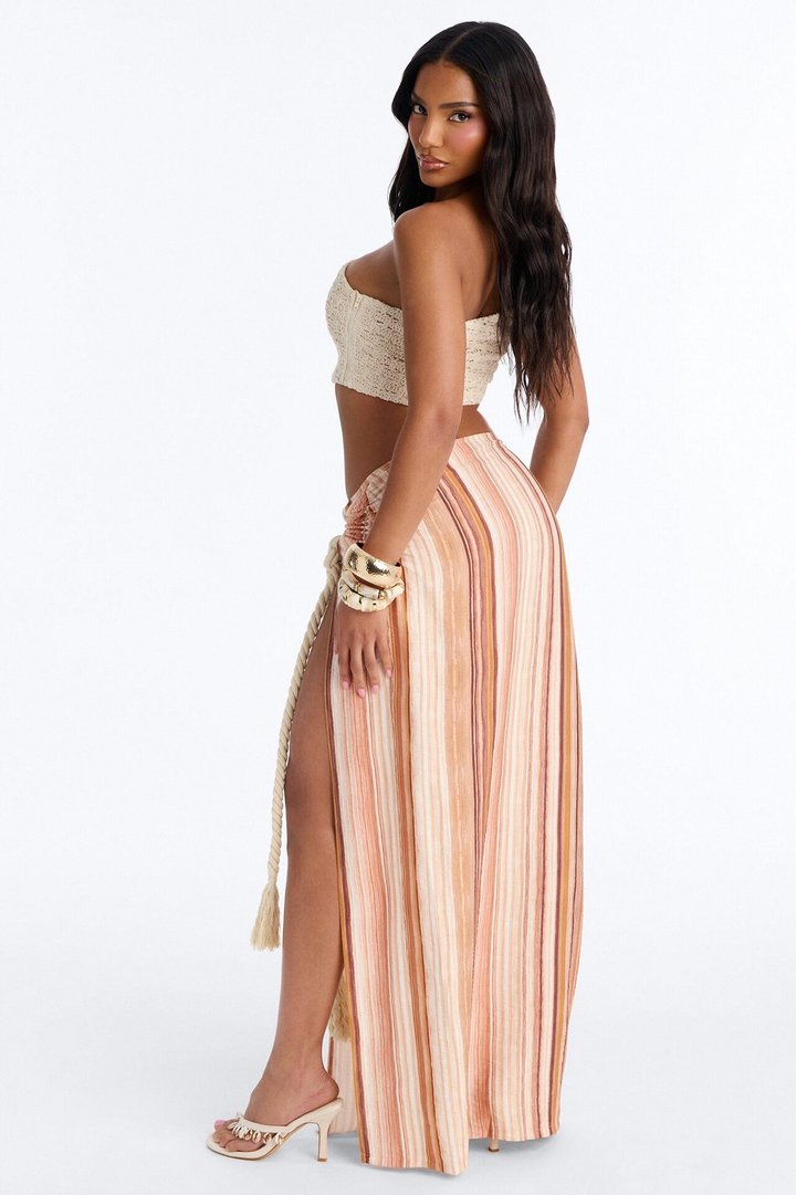The Horizon Linen Skirt Set - Rust/combo