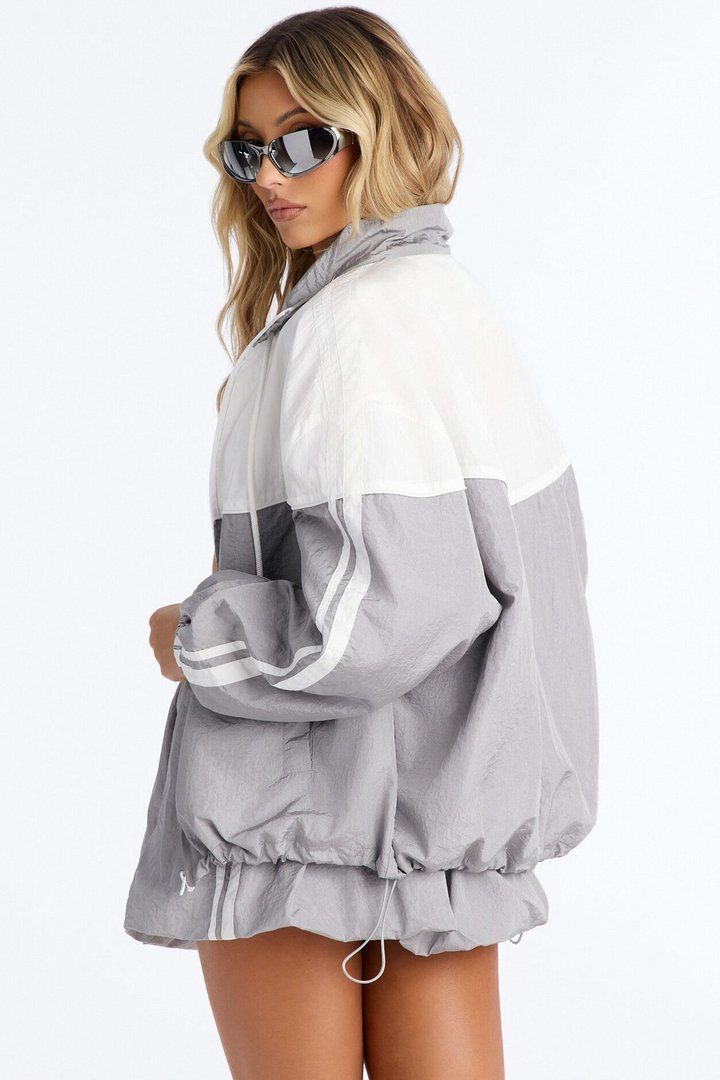 City Sprint Windbreaker Bubble Skirt Set - Silver/Combo