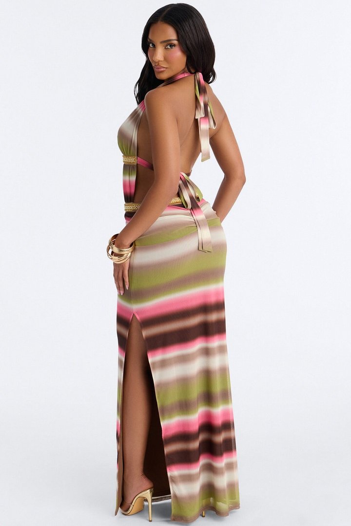 Noelia Ombre Mesh Maxi Dress - Green/combo