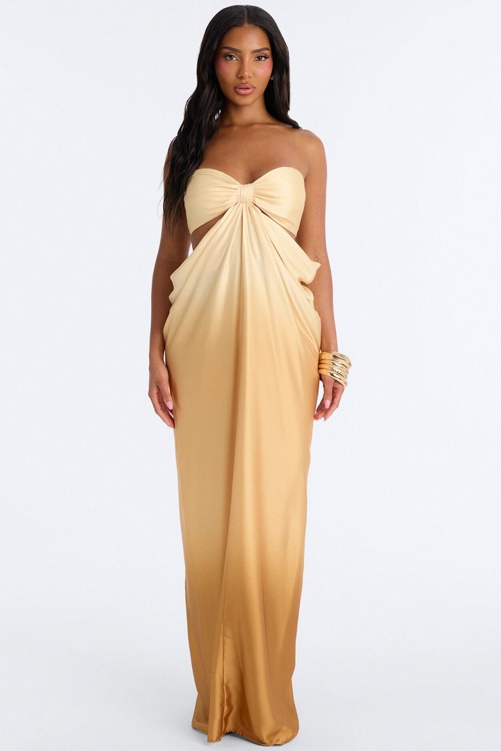 Do The Most Draped Satin Maxi Dress - Gold