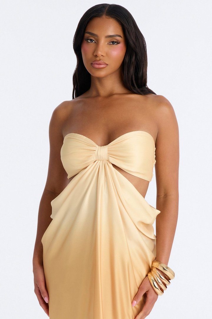 Do The Most Draped Satin Maxi Dress - Gold