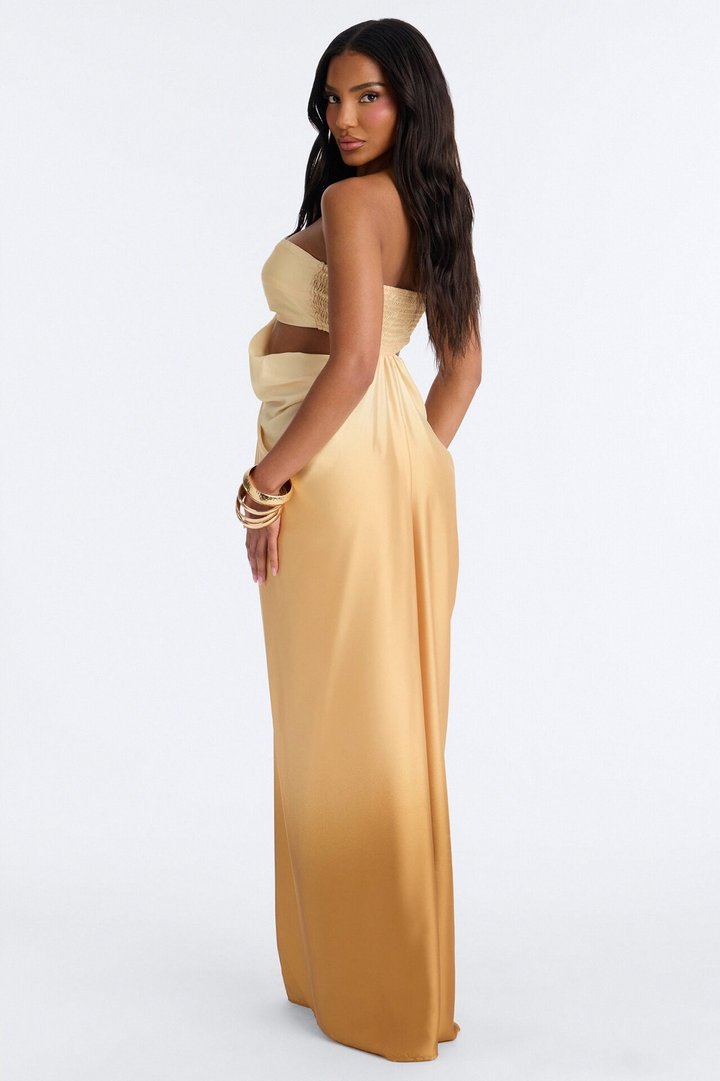 Do The Most Draped Satin Maxi Dress - Gold