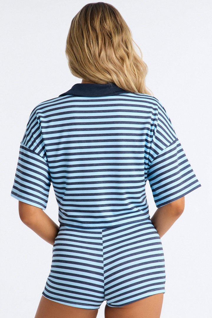 Ellie Striped Short Set - Blue/combo