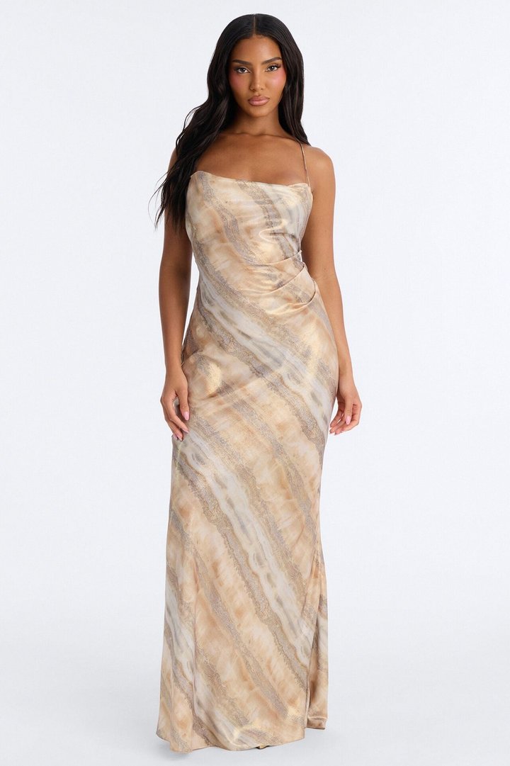 High End Energy Metallic Maxi Dress - Gold/combo