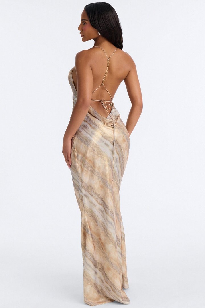 High End Energy Metallic Maxi Dress - Gold/combo