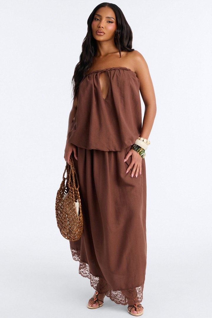 Just Having Fun Flowy Maxi Dress - Brown