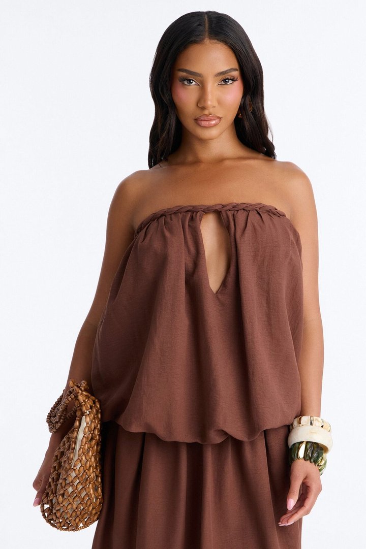 Just Having Fun Flowy Maxi Dress - Brown