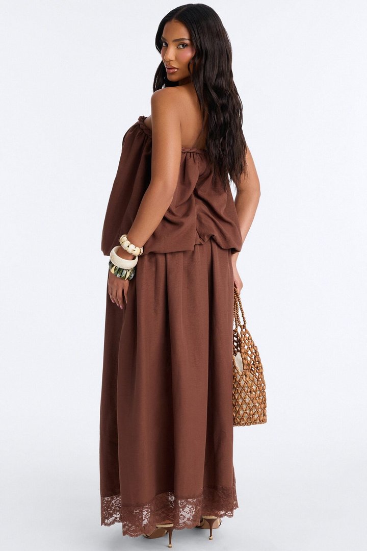 Just Having Fun Flowy Maxi Dress - Brown