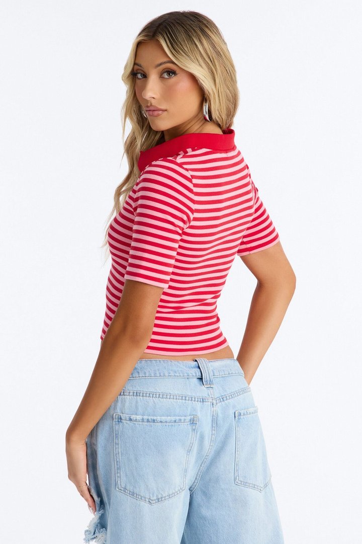 Nellie Stripped Shirt - Red/combo