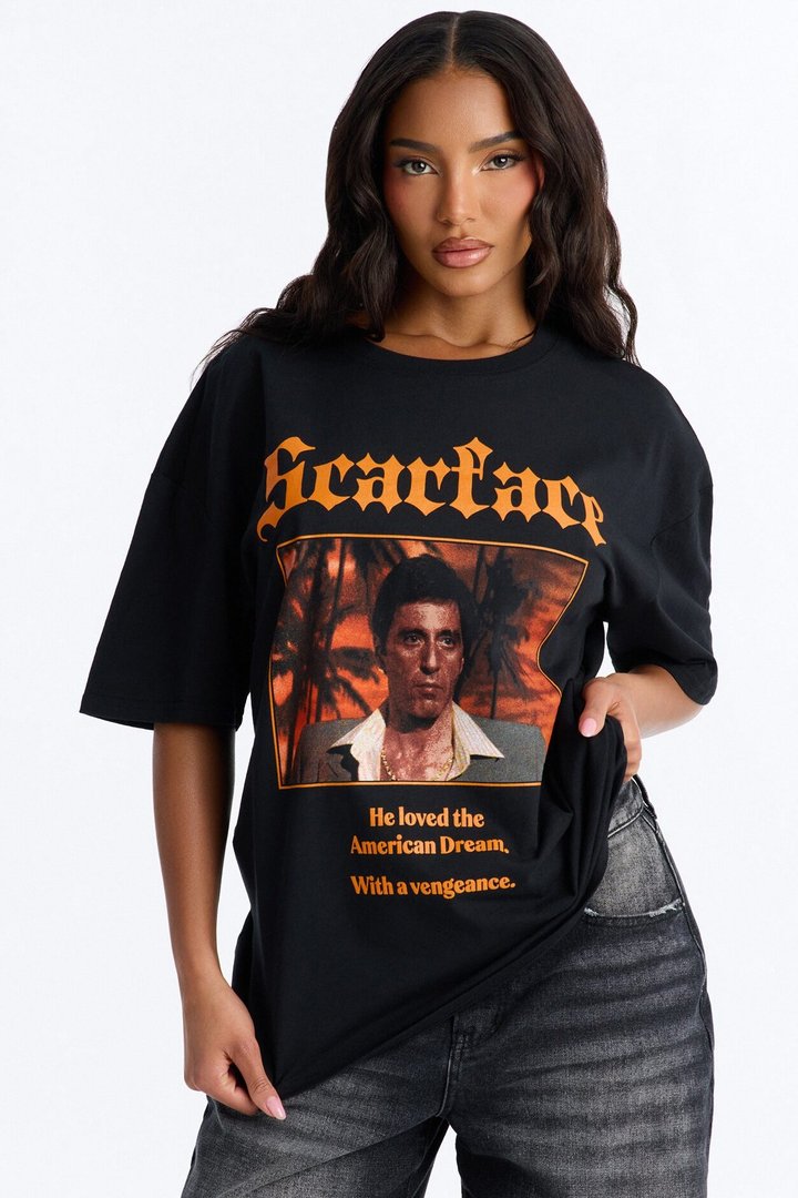 Scarface Orange Logo Palm Tee - Black