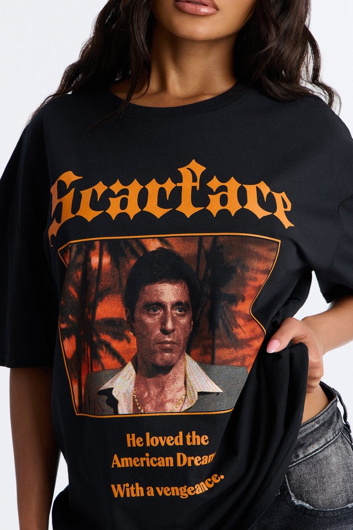 Scarface Orange Logo Palm Tee - Black