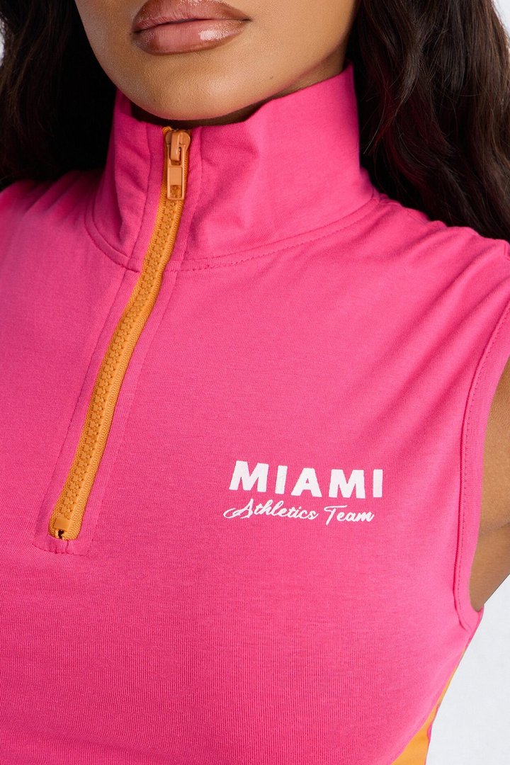 Miami Moment Quarter Zip Pant Set - Pink/combo