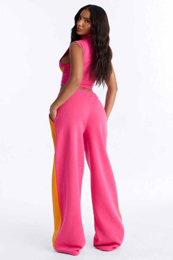Miami Moment Quarter Zip Pant Set - Pink/combo