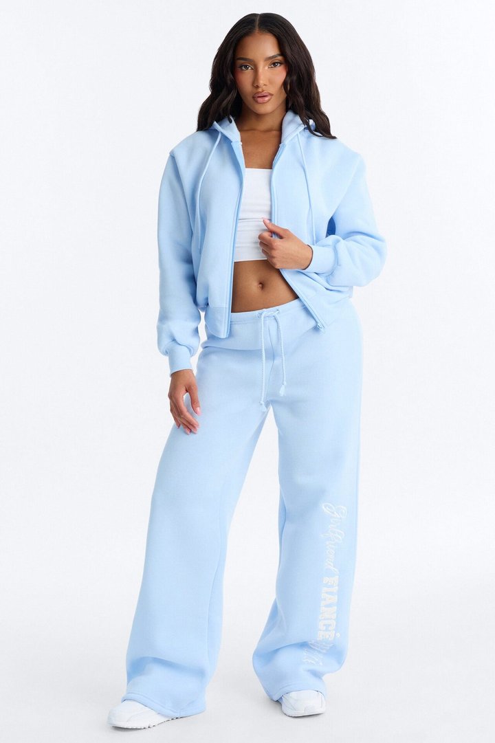 Girlfriend Fiancé Now Wife Pant Set - Light Blue