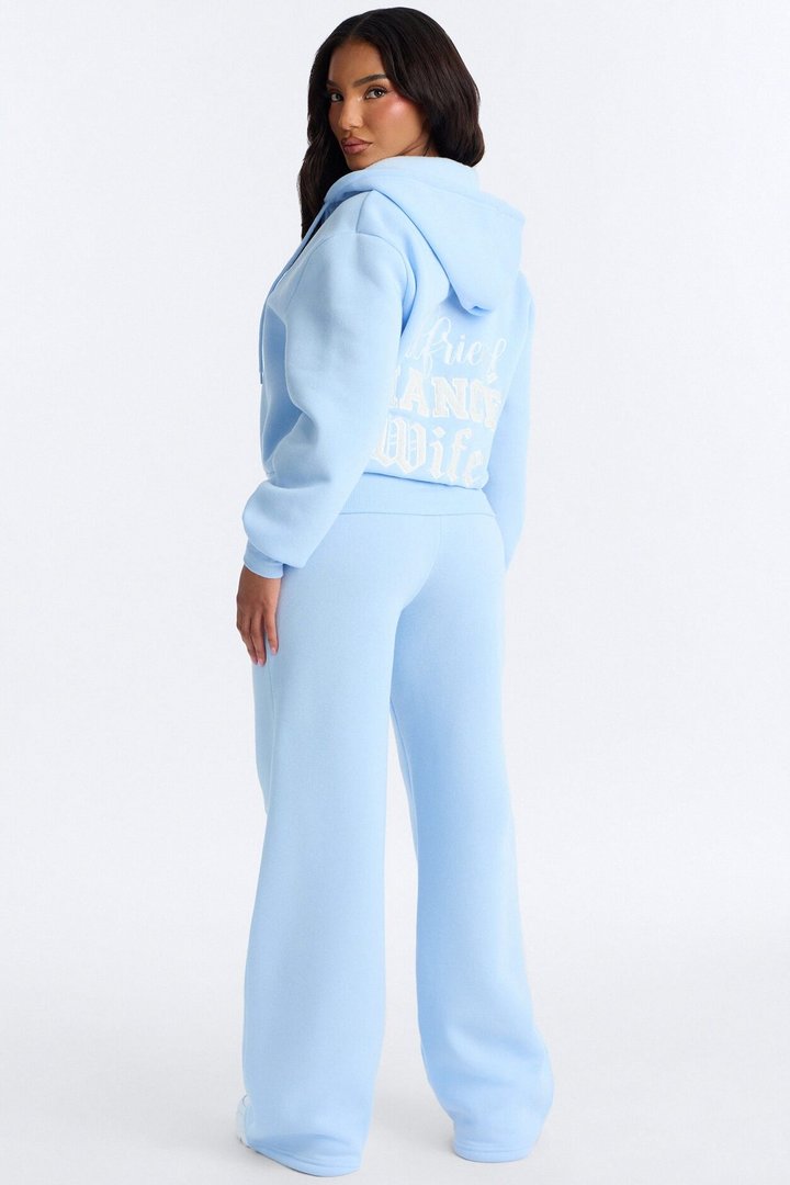 Girlfriend Fiancé Now Wife Pant Set - Light Blue