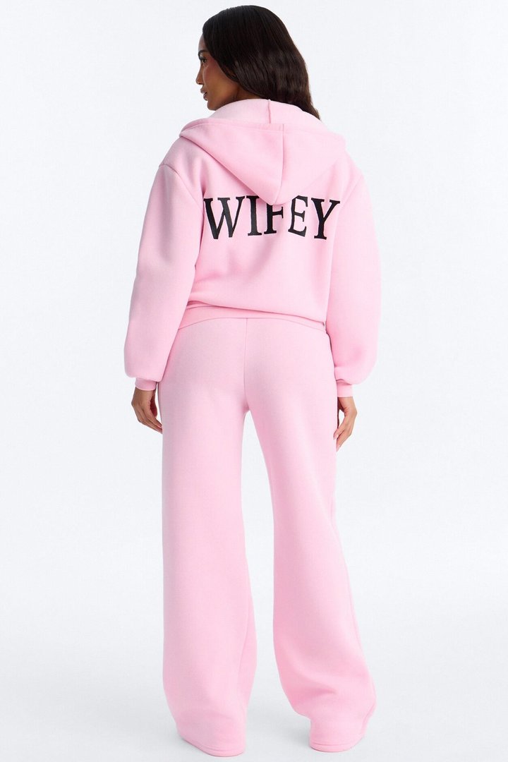 Wifey Era Fleece Pant Set - Pink/combo