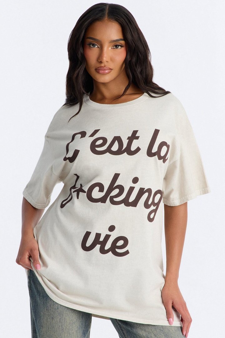 C'est La Vie Explicit Tee - Taupe
