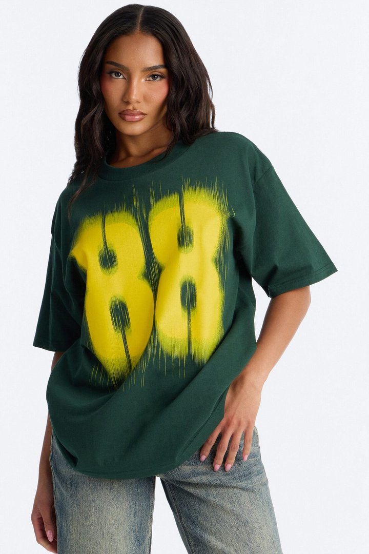 Lucky Number 88 Boxy Tee - Hunter