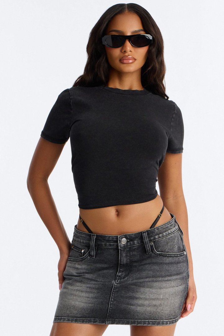 Koko Washed Short Sleeve T-Shirt - Black