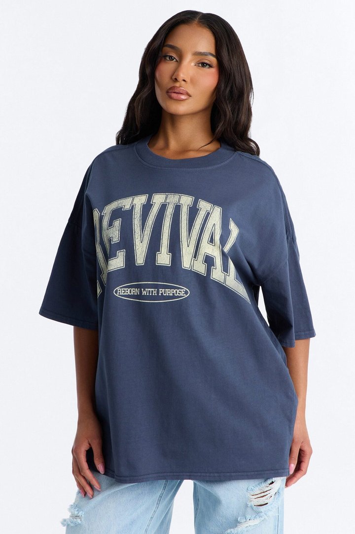 Revival Washed Crew T-Shirt - Navy