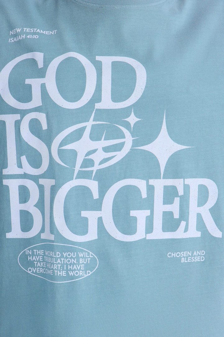 God Is Bigger Washed T-Shirt - Blue
