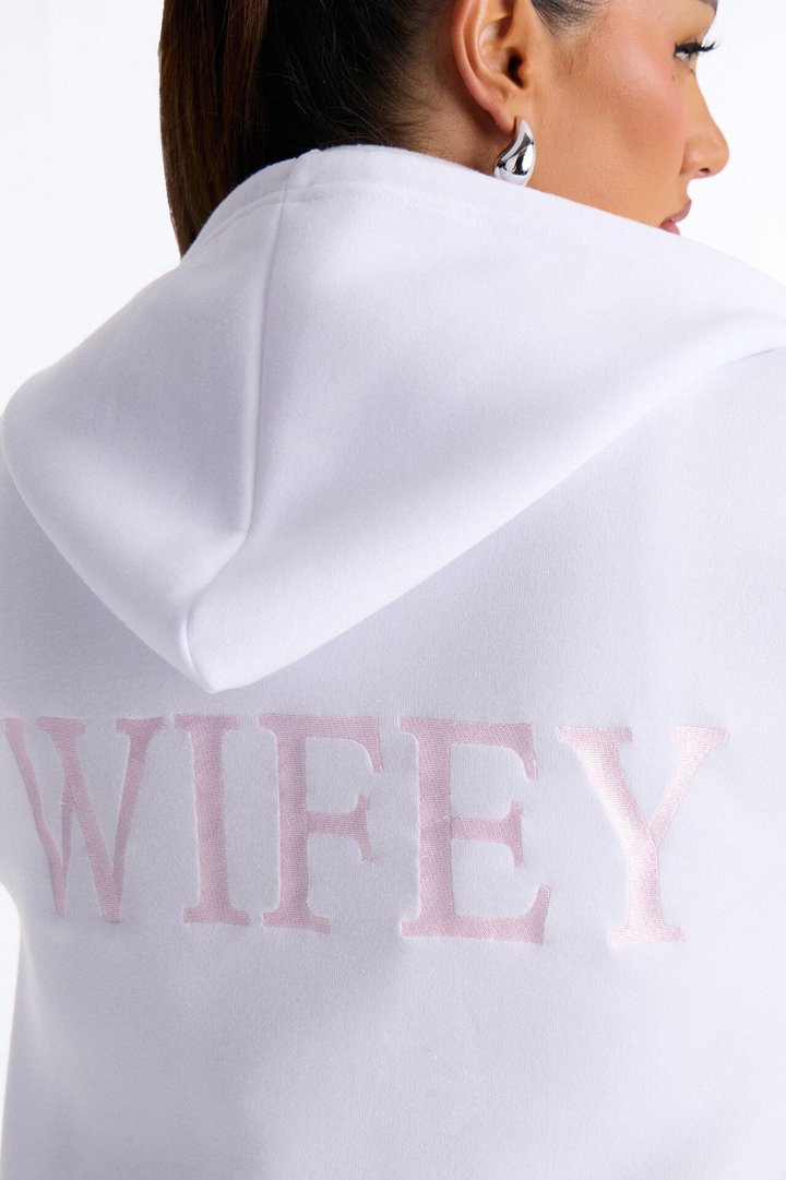 Wifey Era Fleece Pant Set - White/Pink