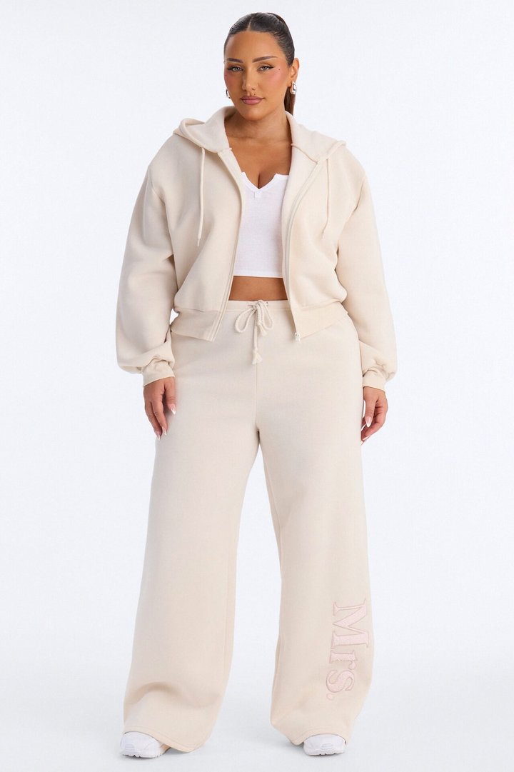 Soon To Be Mrs Fleece Pant Set - Cream