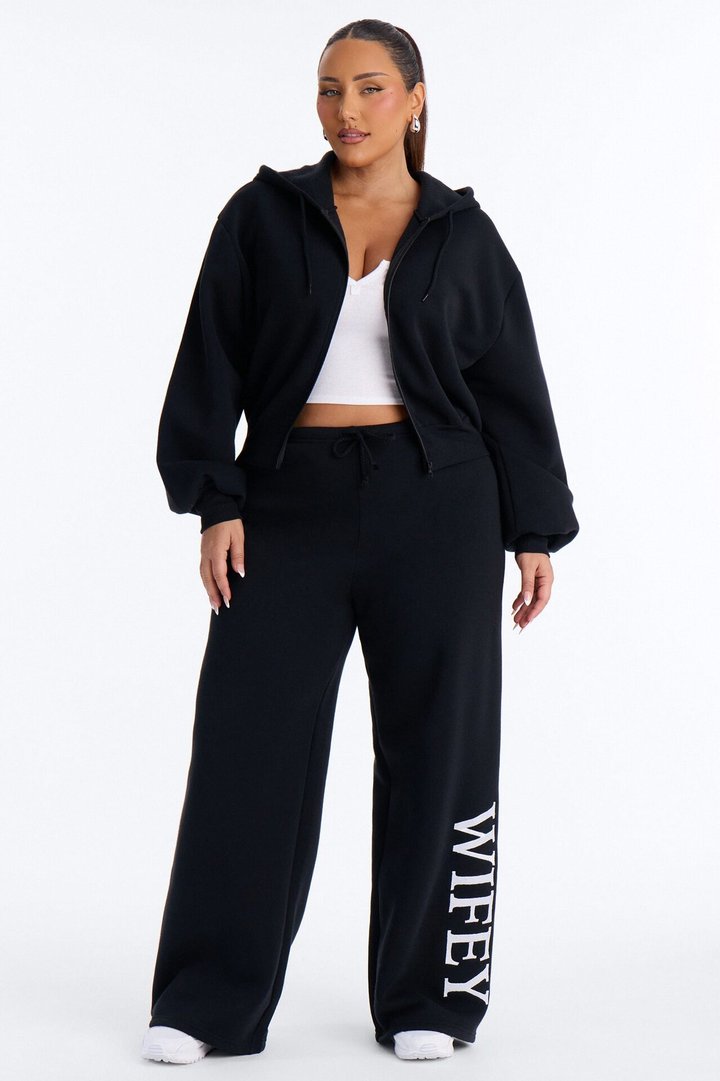 Wifey Era Fleece Pant Set - Black/White