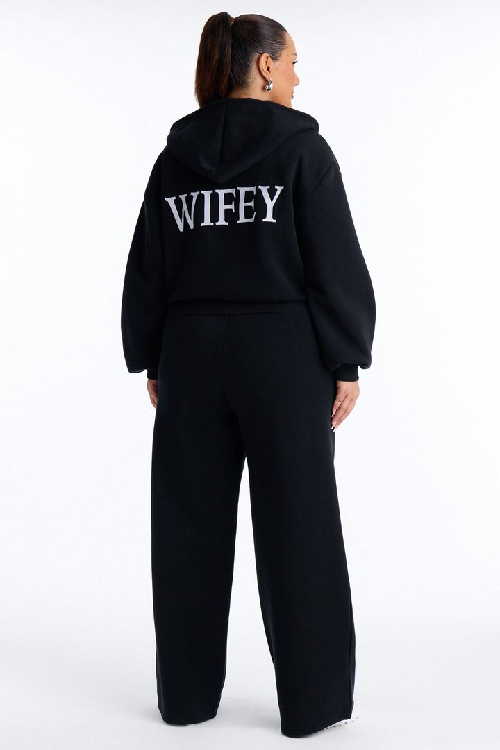 Wifey Era Fleece Pant Set - Black/White
