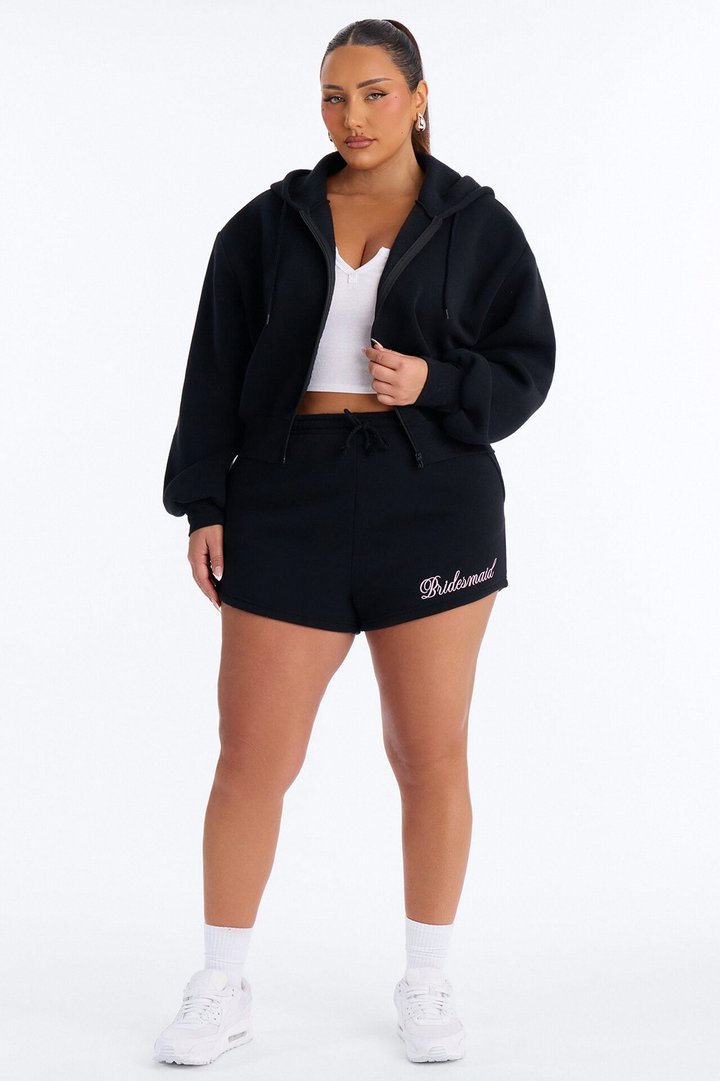 Bridesmaids Only Fleece Short Set - Black/Pink
