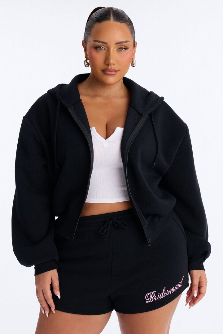 Bridesmaids Only Fleece Short Set - Black/Pink