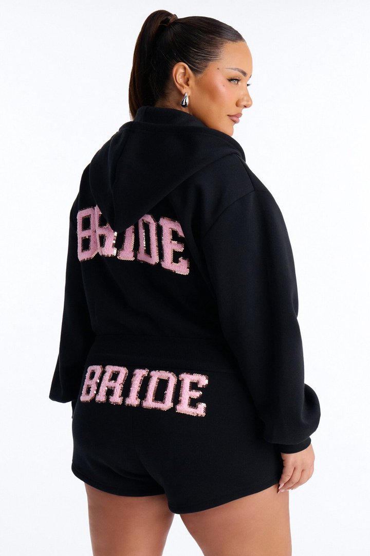 Bride To Be Fleece Short Set - Black/Pink