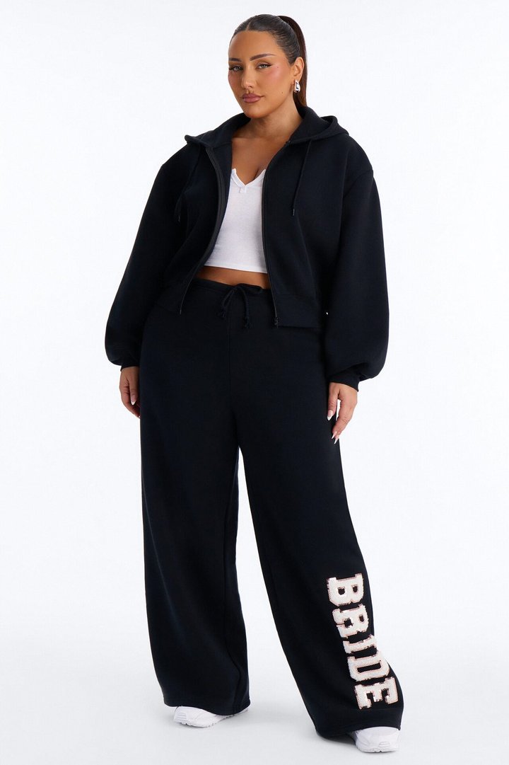 Bride To Be Fleece Pant Set - Black/White