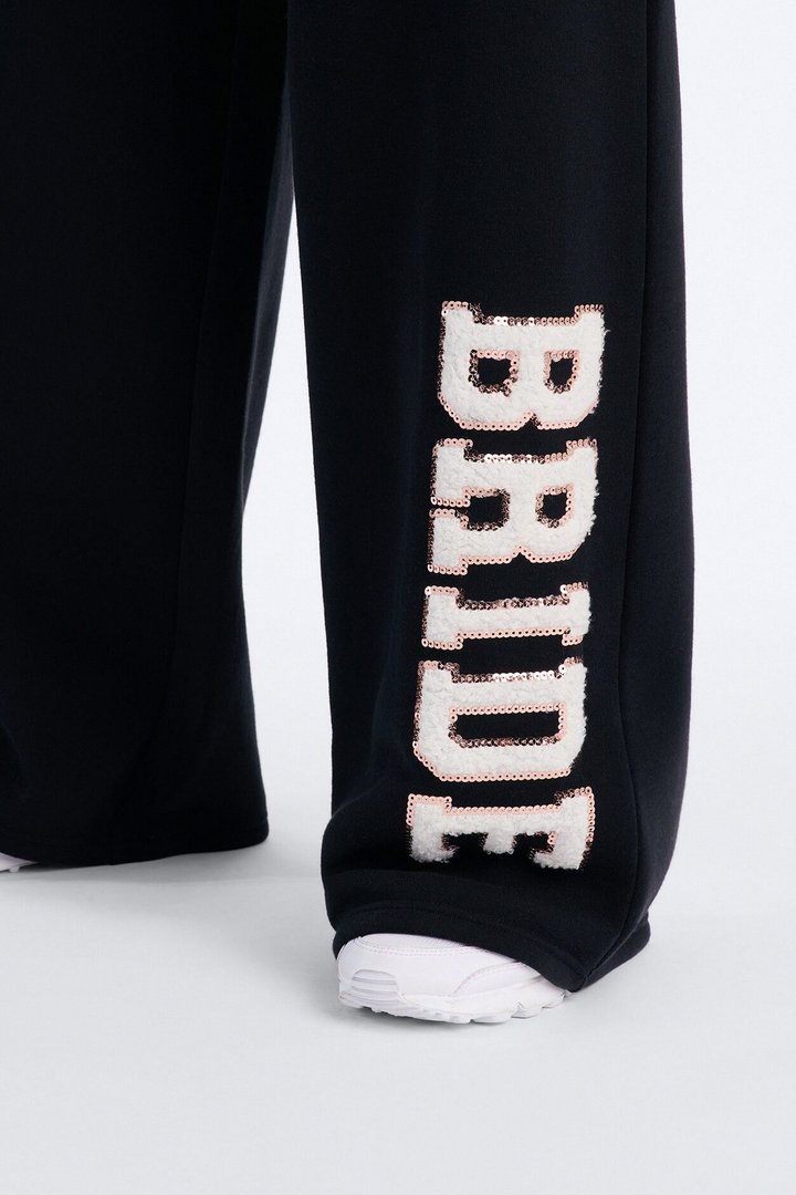 Bride To Be Fleece Pant Set - Black/White
