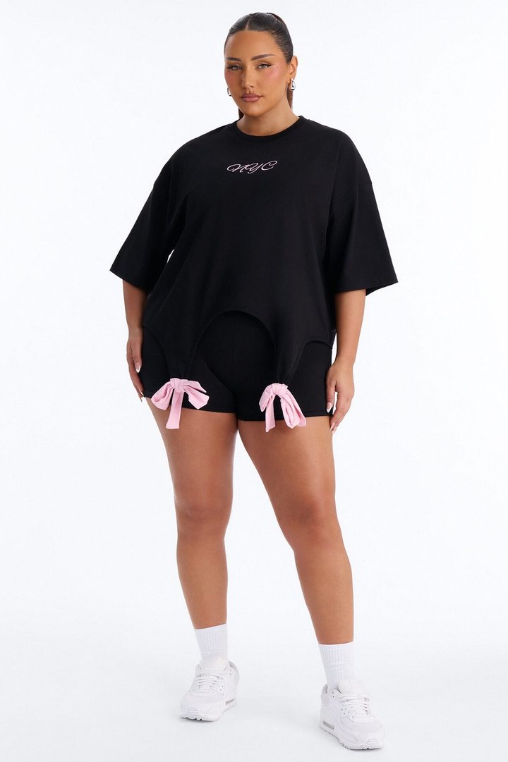 New York Or BowWhere Short Set - Black/Pink