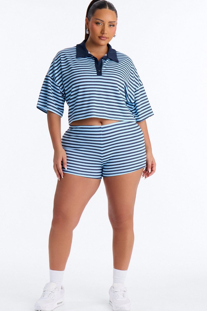Ellie Striped Short Set - Blue/combo