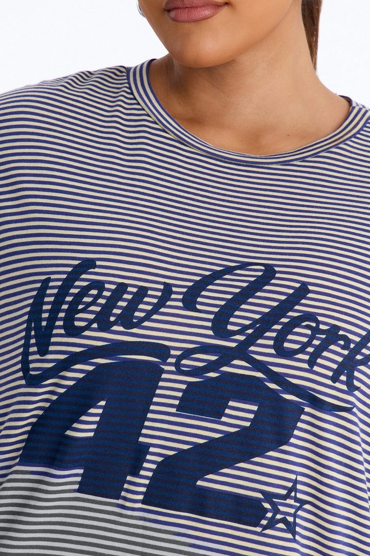New York New York Striped Biker Short Set - Blue/combo