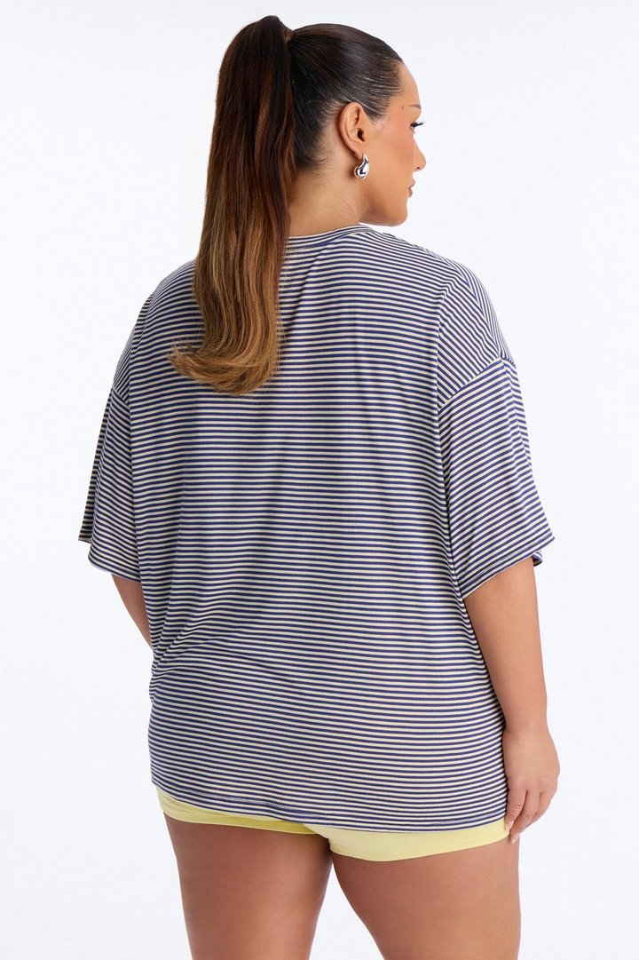 New York New York Striped Biker Short Set - Blue/combo